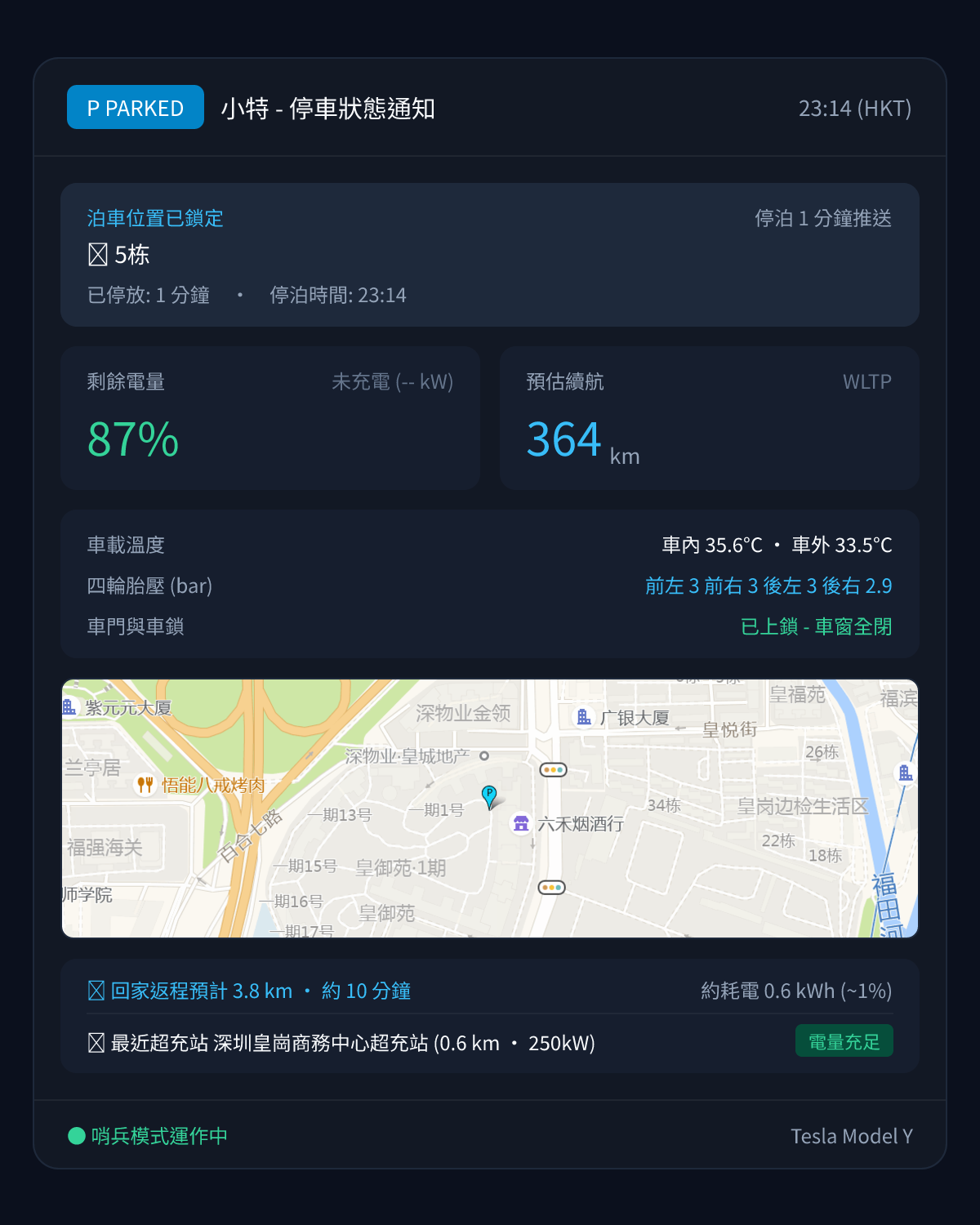 企業微信停車卡片